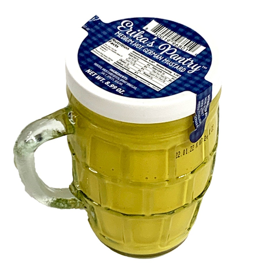 glass mustard jar that can become a drinking glass