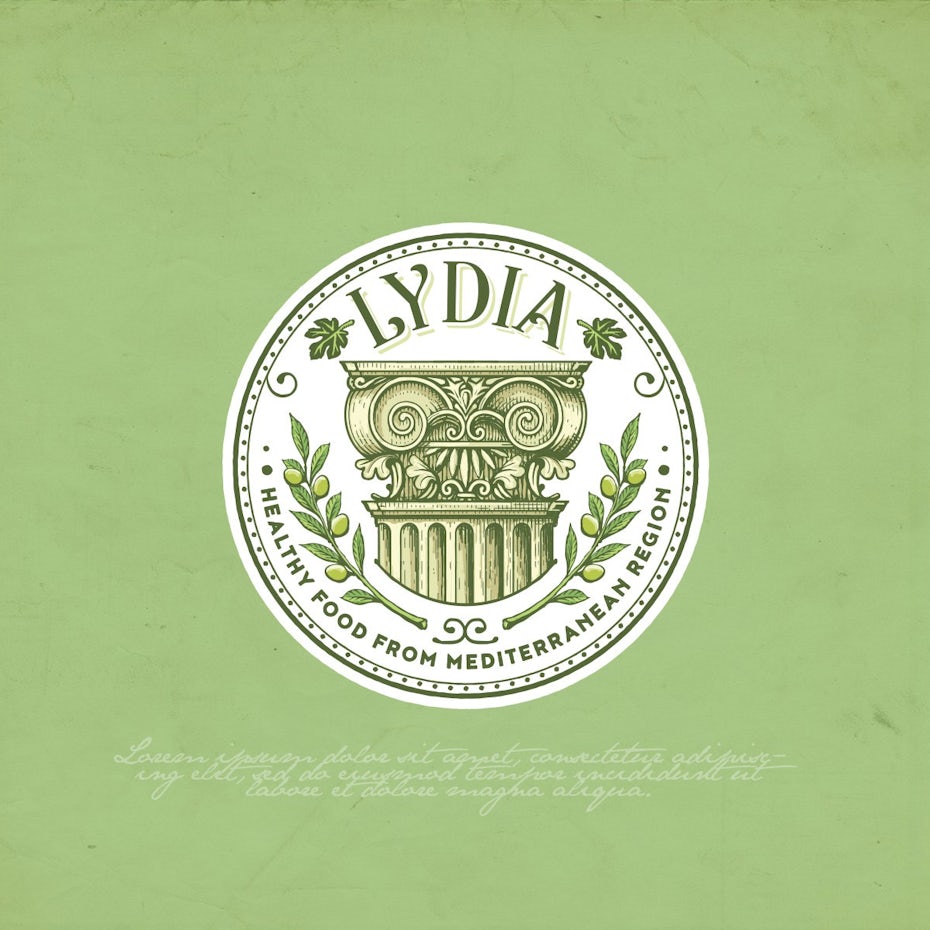 Vintage style emblem logo for Mediterranean food brand