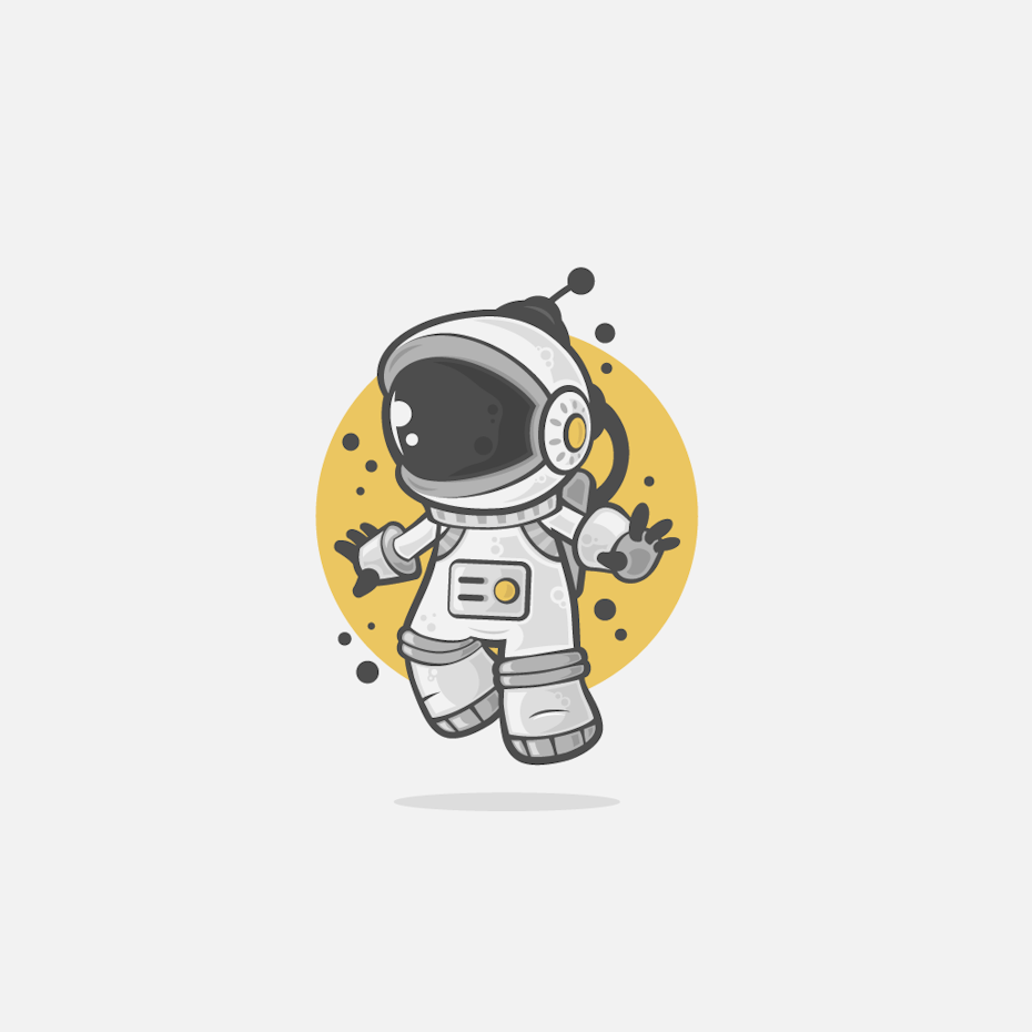 Astronaut cartoon character mascot design for a technology brand