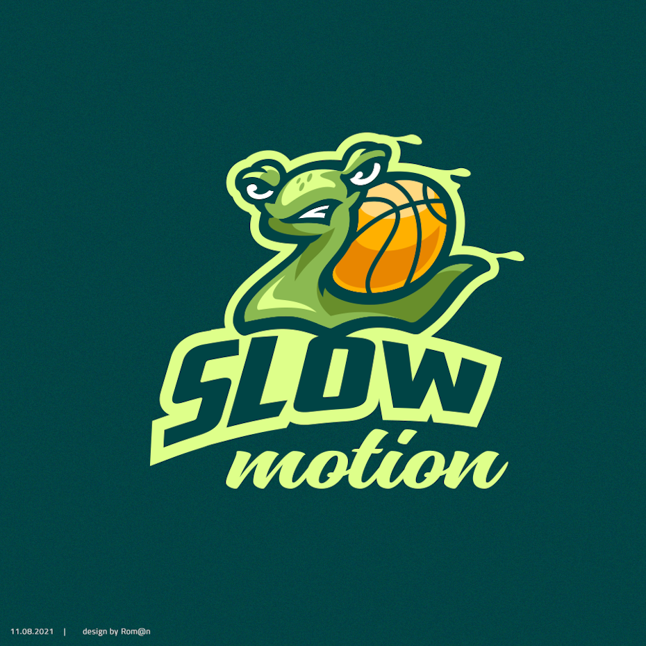 Snail character mascot logo design for a basketball team