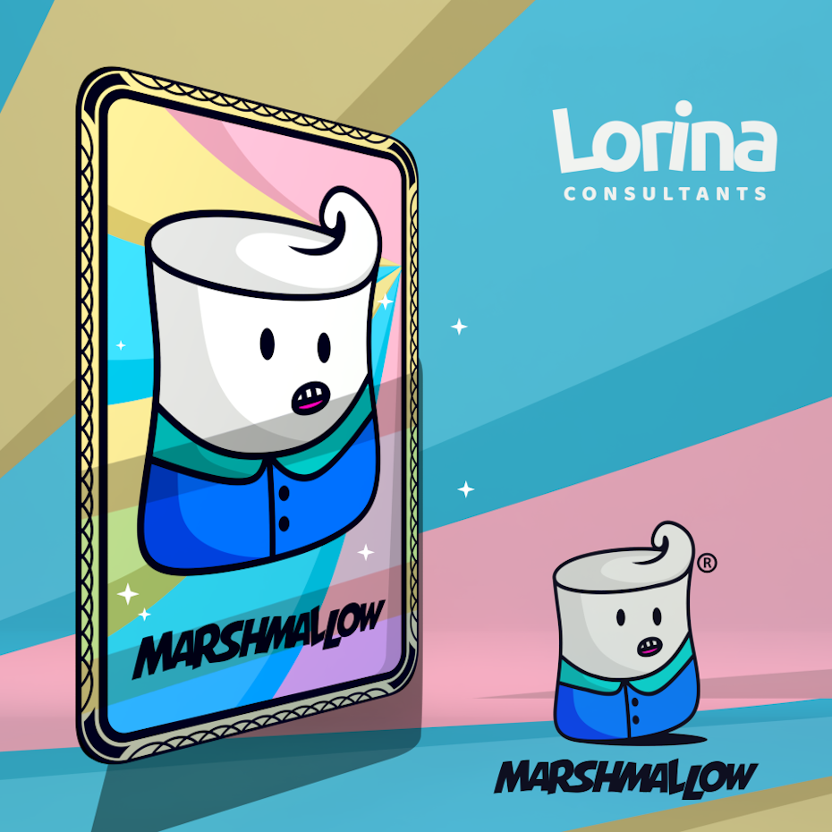 Marshmallow character mascot logo design for a consulting firm