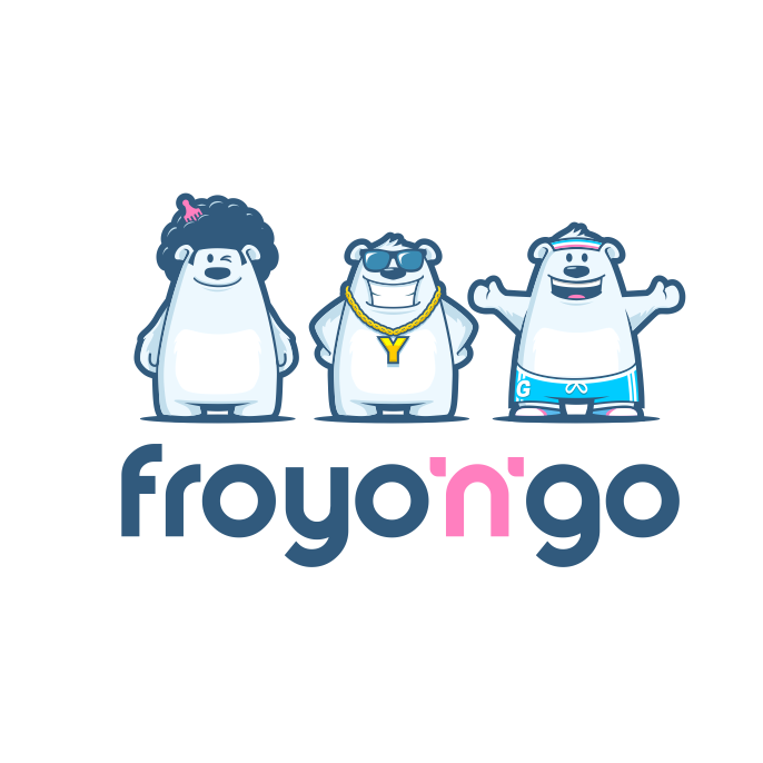 Polar bear characters mascot logo design for a froyo brand