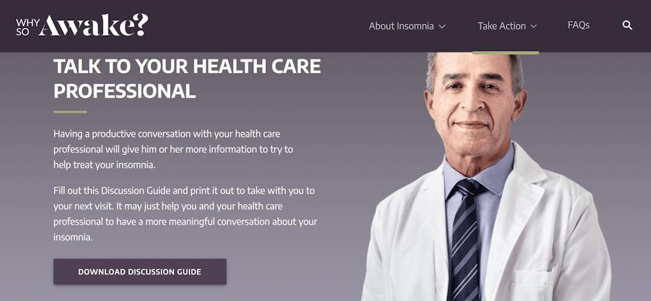 A screenshot of Why So Awake website’s Take Action page