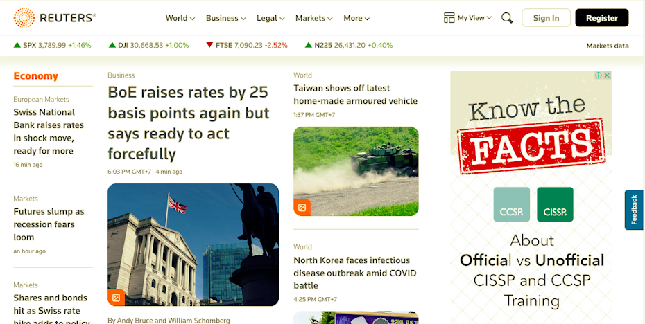 Most popular types of websites example: Blogs/news