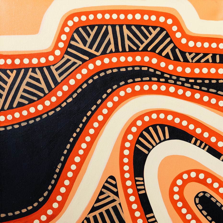 “The Rock and the Earth”, Indigenous Aboriginal painting by Safina Stewart