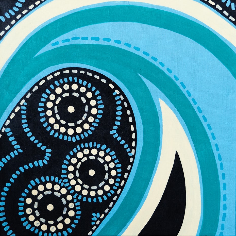 “The Ocean and the Stars”, Indigenous Aboriginal painting by Safina Stewart