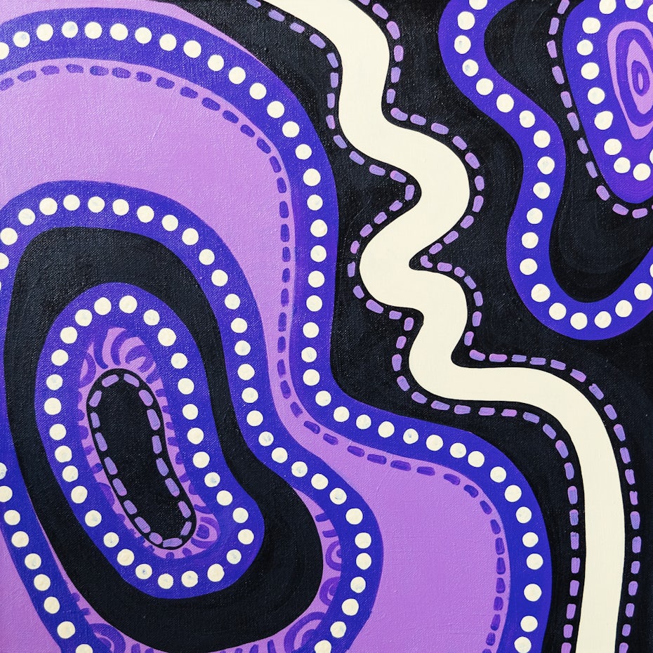 “The Rivers and Waterways”, Indigenous Aboriginal painting by Safina Stewart