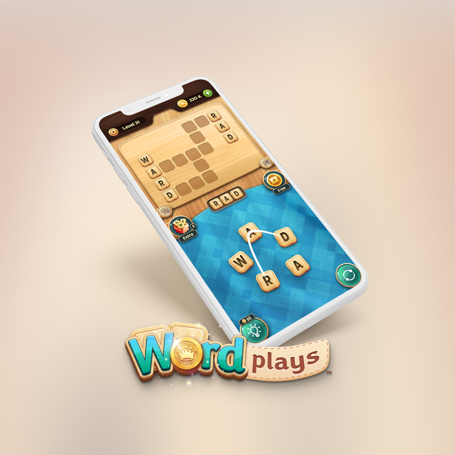 UX vs. UI design: example of different interface visuals for Wordplays Mobile Game