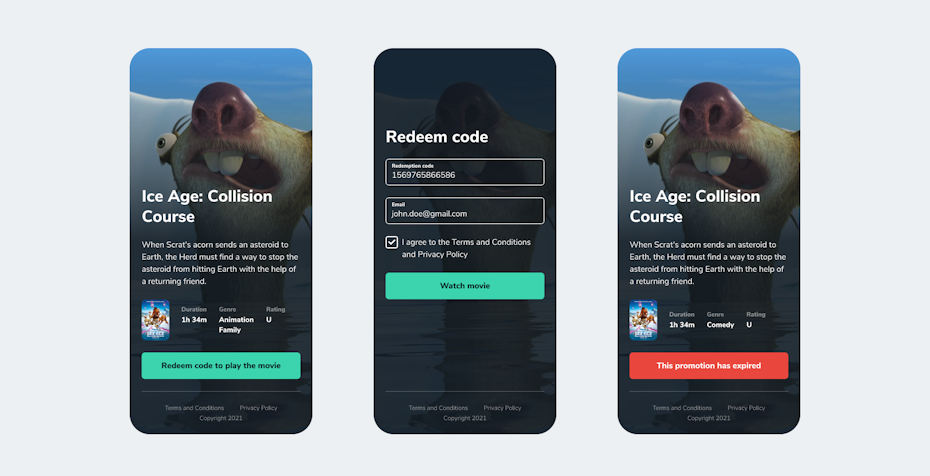 UX vs. UI design: sample interface for movie app
