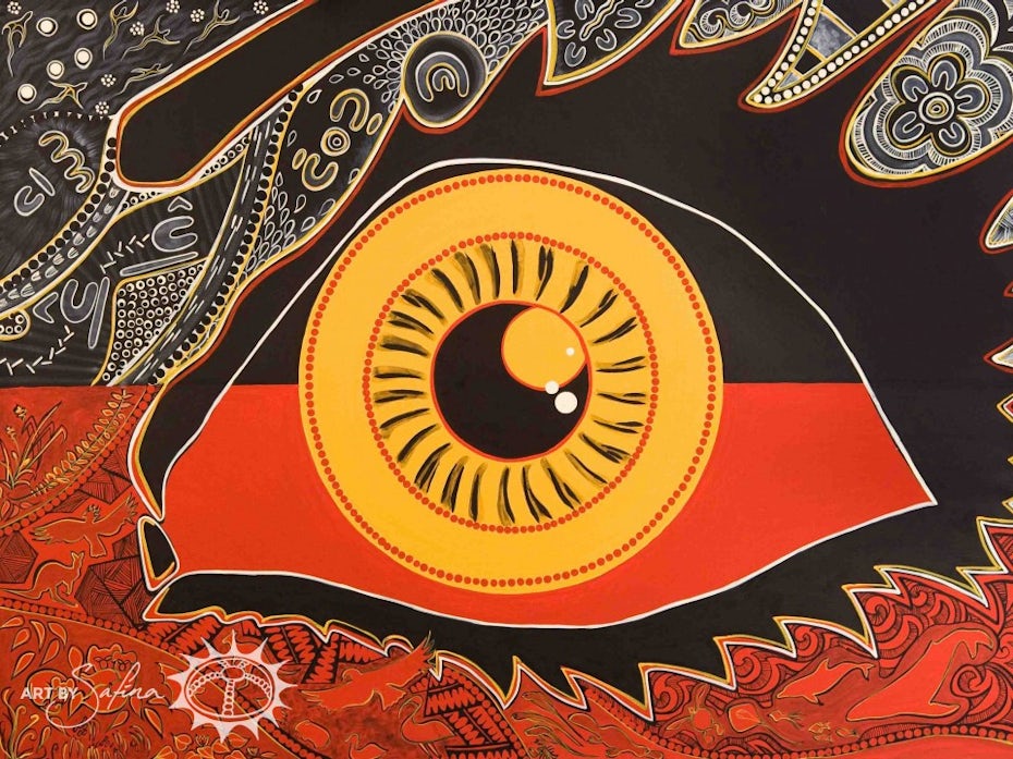 “Do U C wot I C?”, Indigenous Aboriginal painting by Safina Stewart