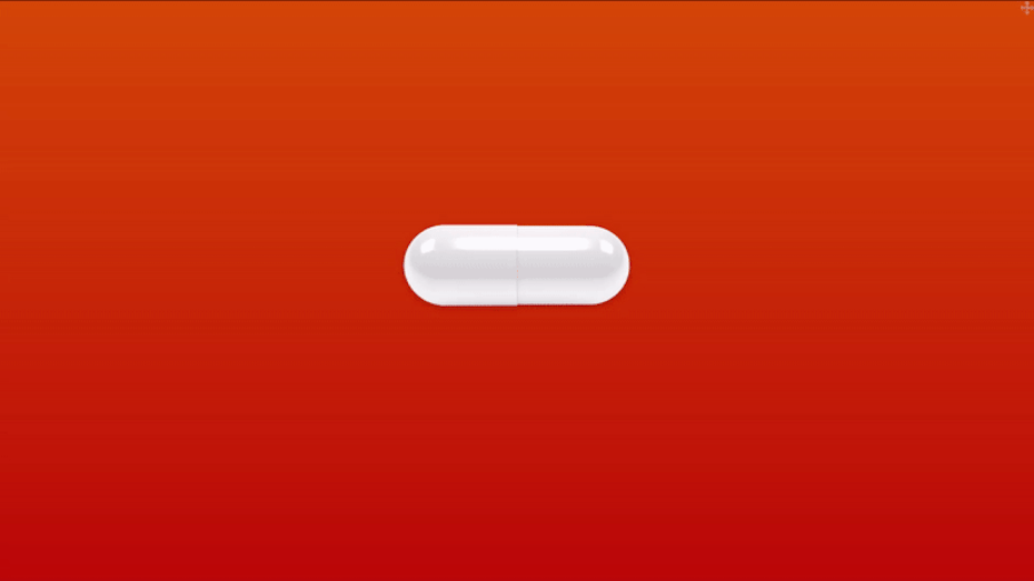 animated logo reveals pill shape of CapsCanada in their red and white color palette