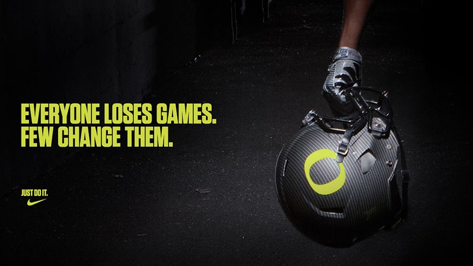 A print ad for Nike that reads “Everyone loses games. Few change them.” 
