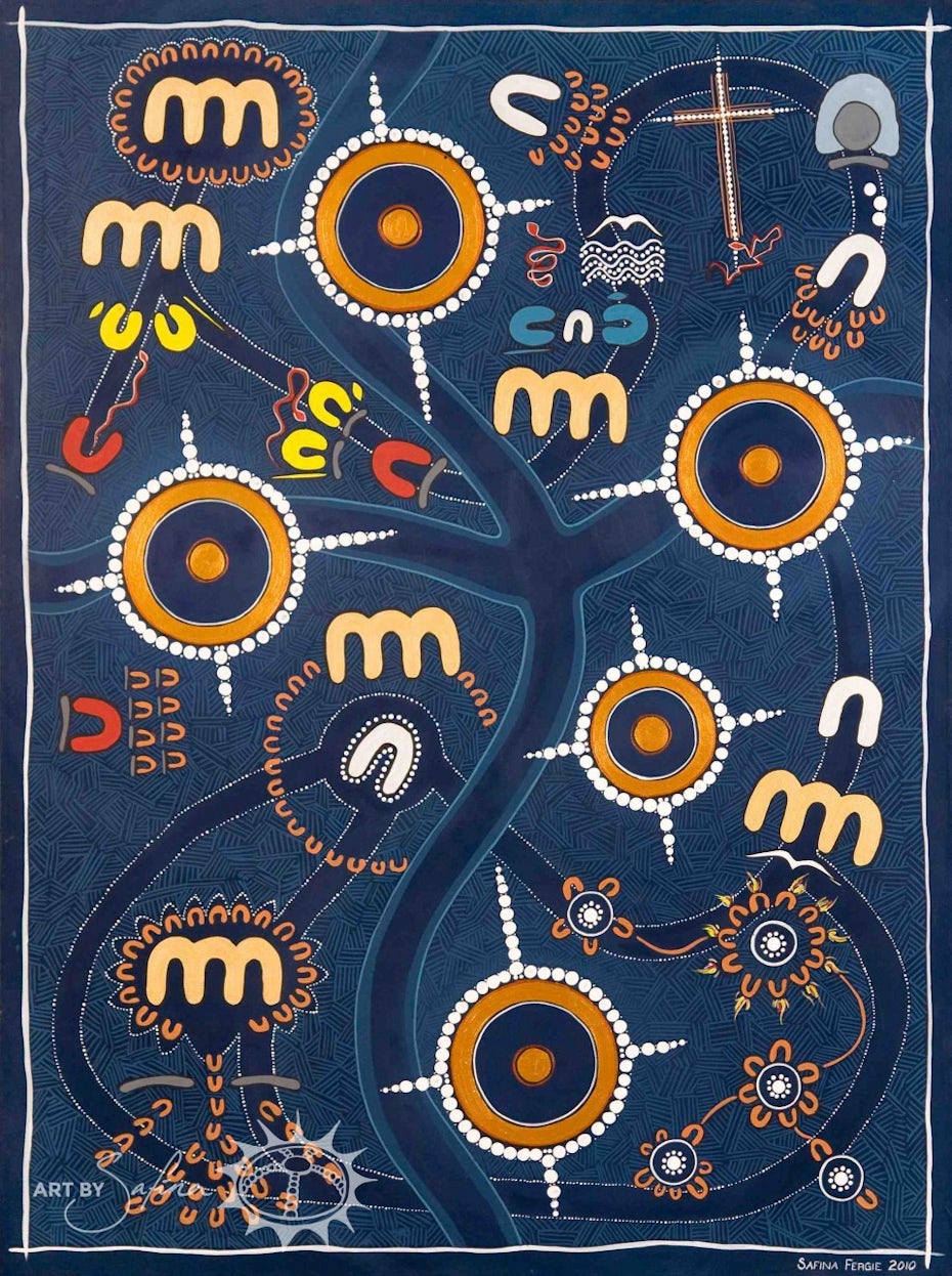 “Propa Good News, Eh?!” Indigenous Aboriginal painting by Safina Stewart