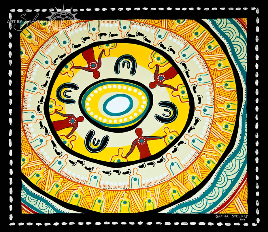 “Reconciliation Well”, Indigenous Aboriginal painting by Safina Stewart