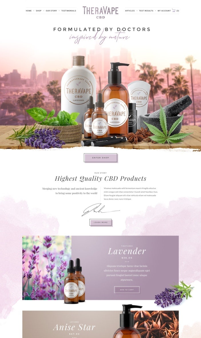 Types of website layout examples: TheraVape