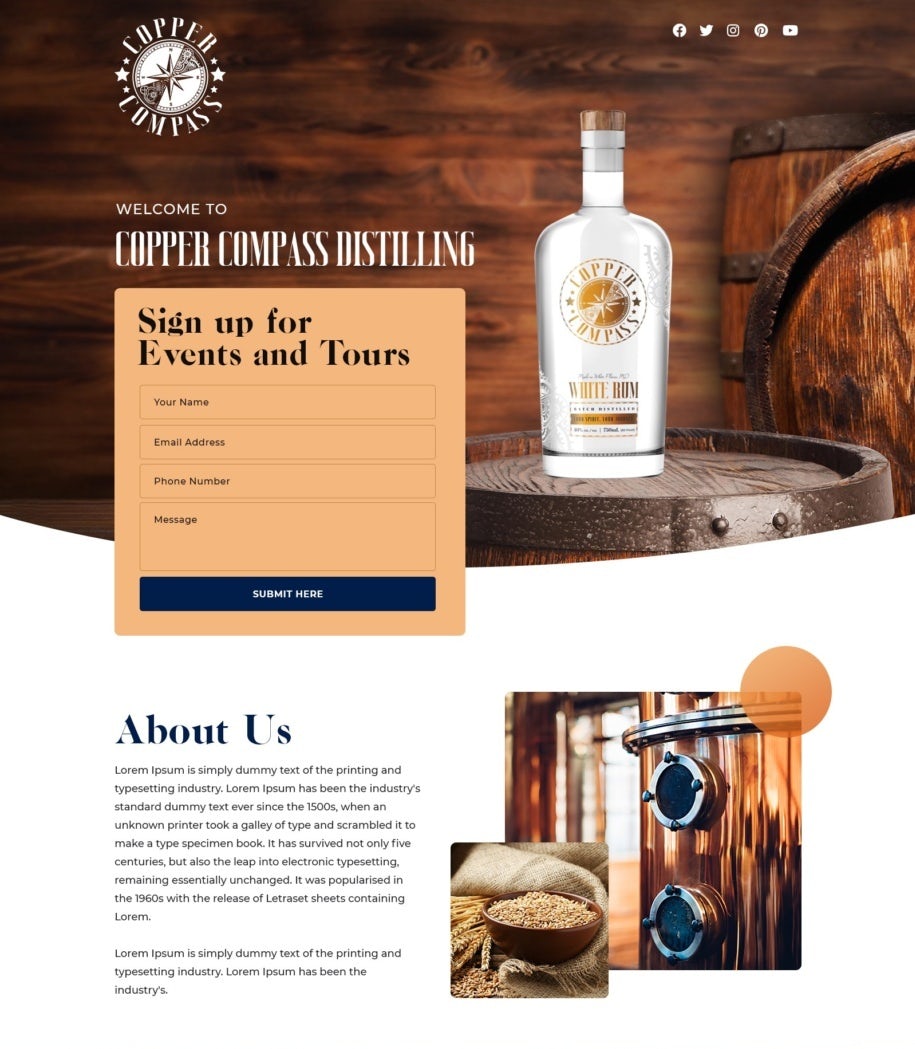 Types of website layout examples: Copper Compass