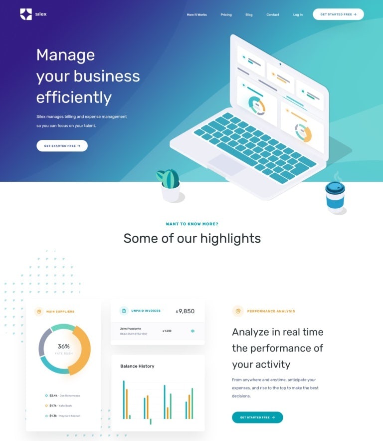 Types of website layout examples: Silex