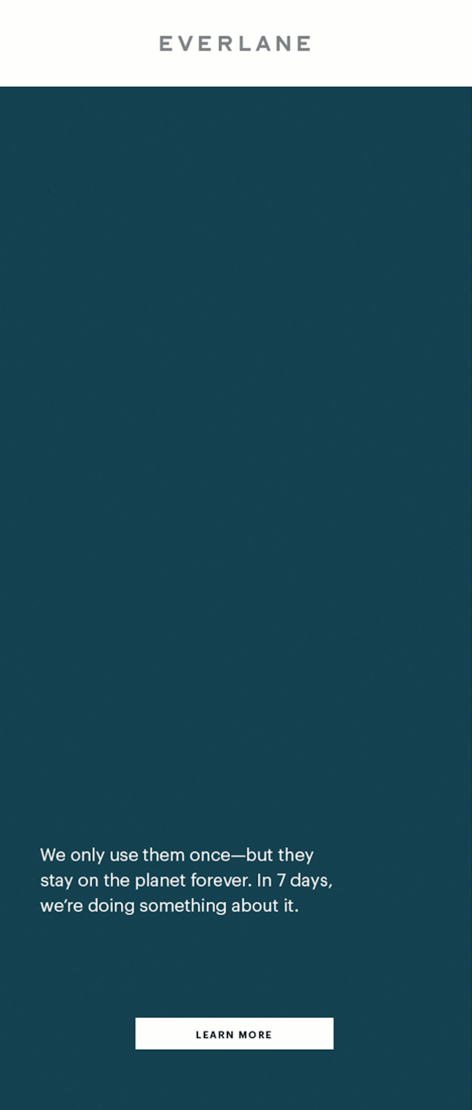 A text-based GIF that says, “One million new plastic bottles will be made by the time you finish reading this email.”