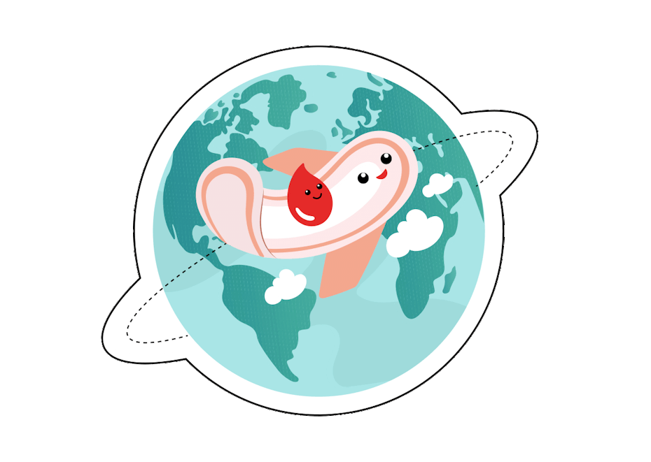 menstrual pad animation with the world in the background