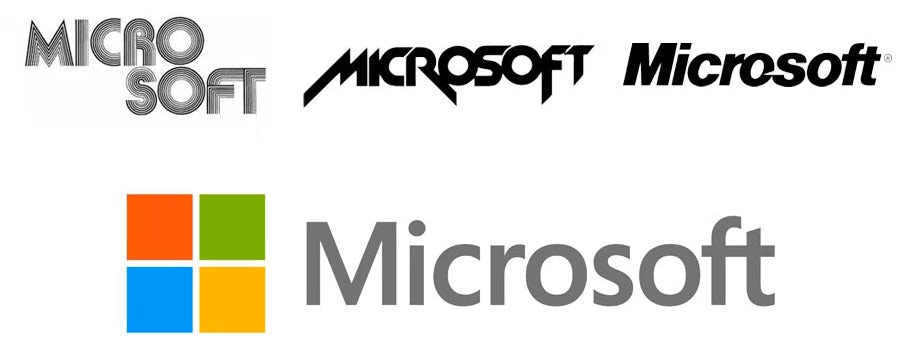 Before and after of the original and modern Microsoft logo