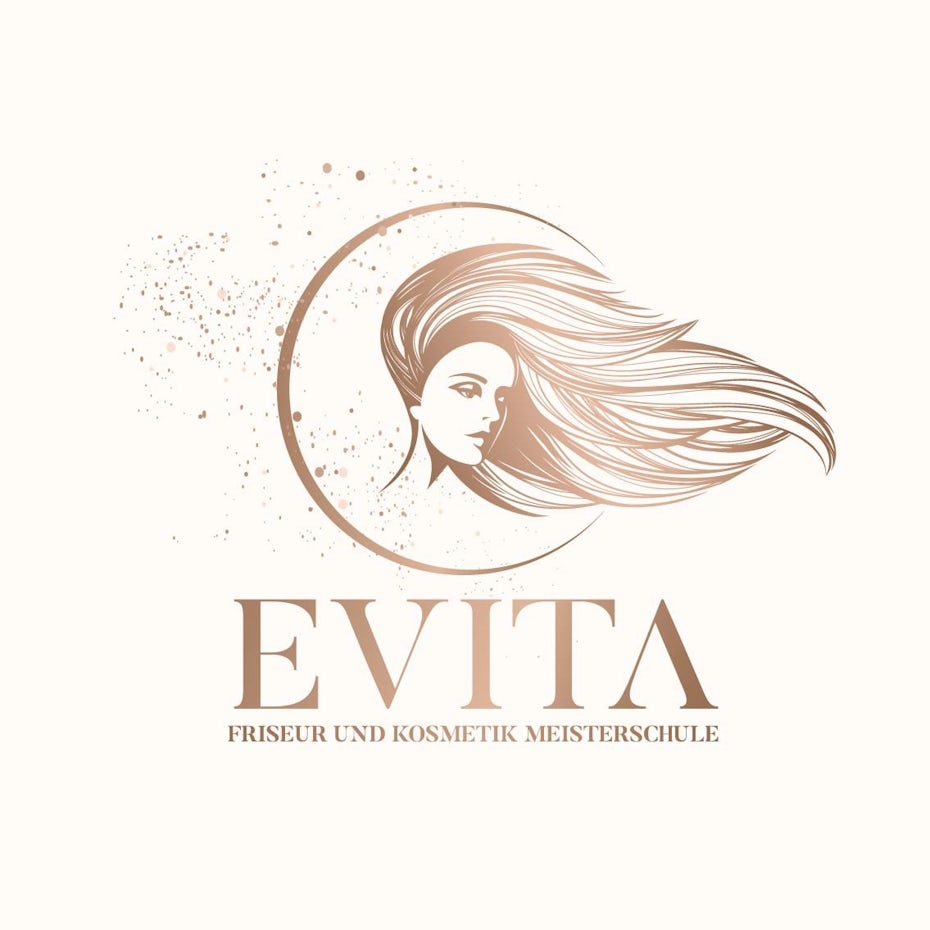 rose gold logo of a woman’s face within a circle