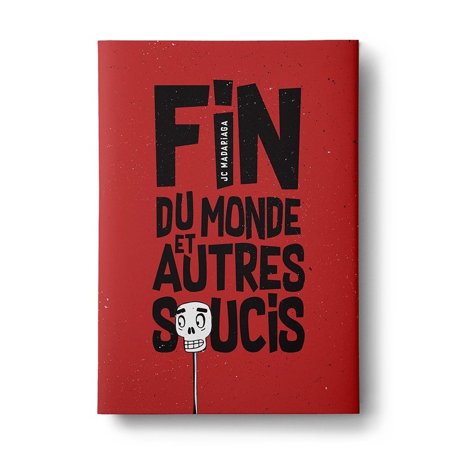 all-red book cover with black block text and an apprehensive-looking skull
