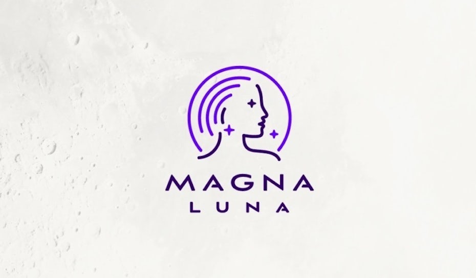 minimalist geometric purple logo of a woman’s face