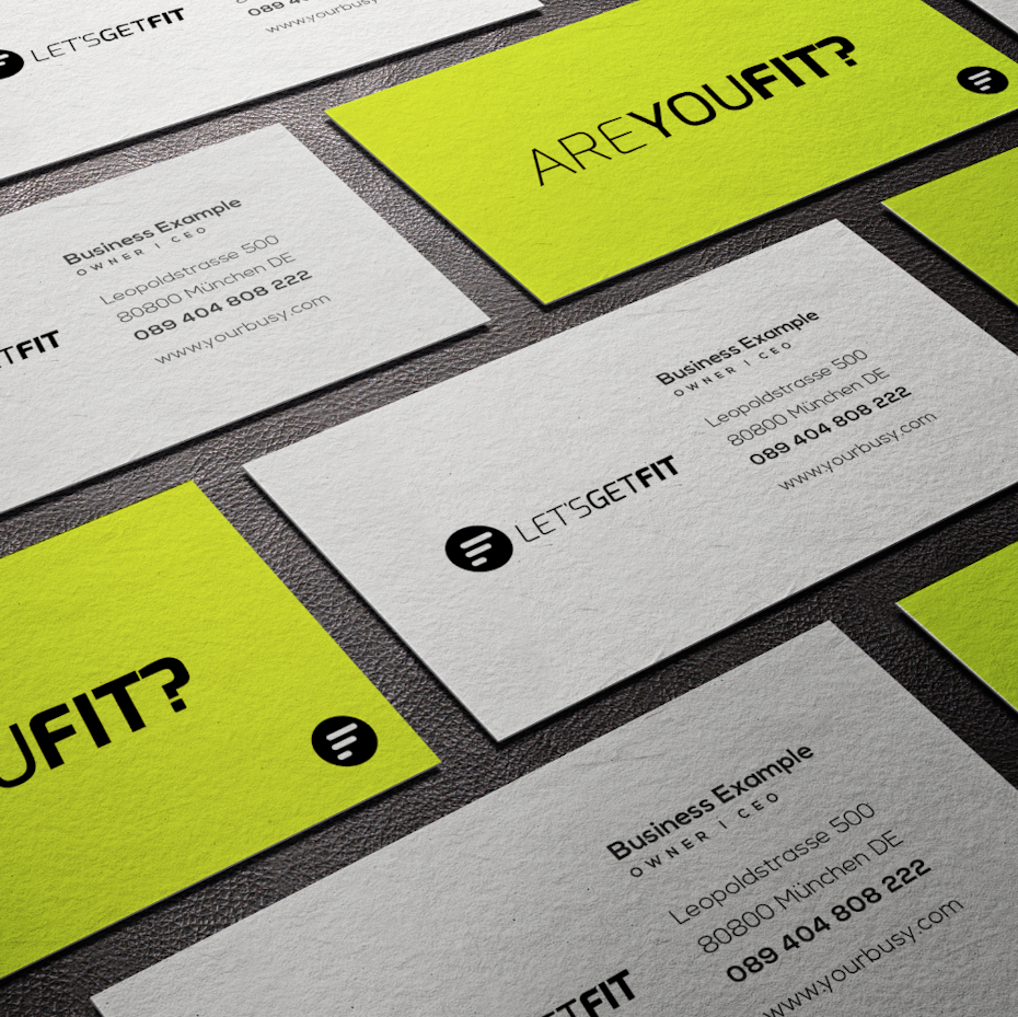 neon yellow business card with black text