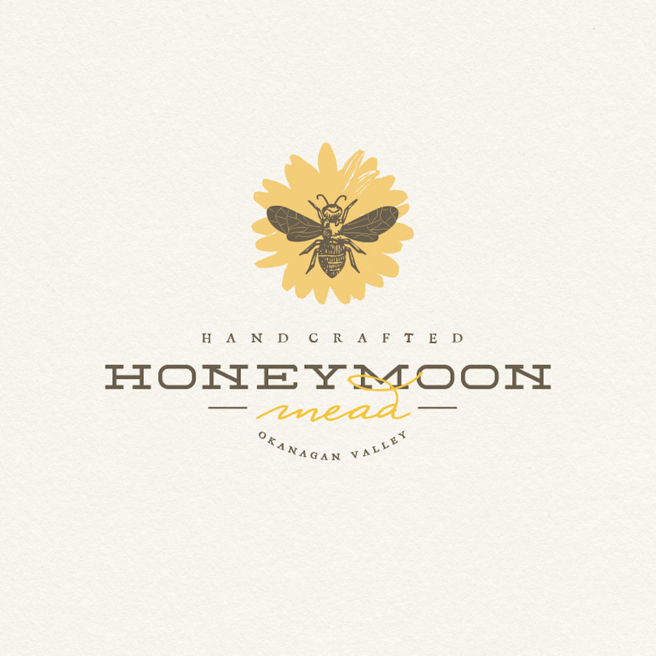 vintage-style letterpress logo featuring a bee and text neon yellow business card with black text to represent yellow color meanings