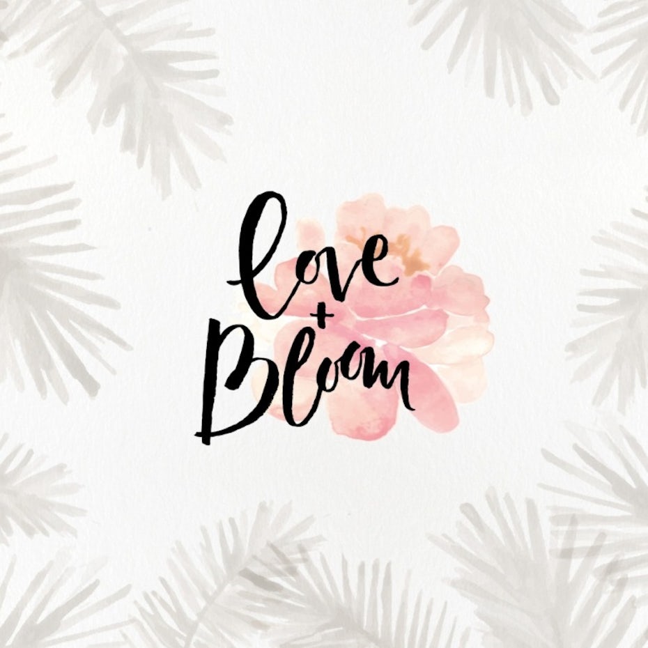 pink flower watercolor logo with black text across it