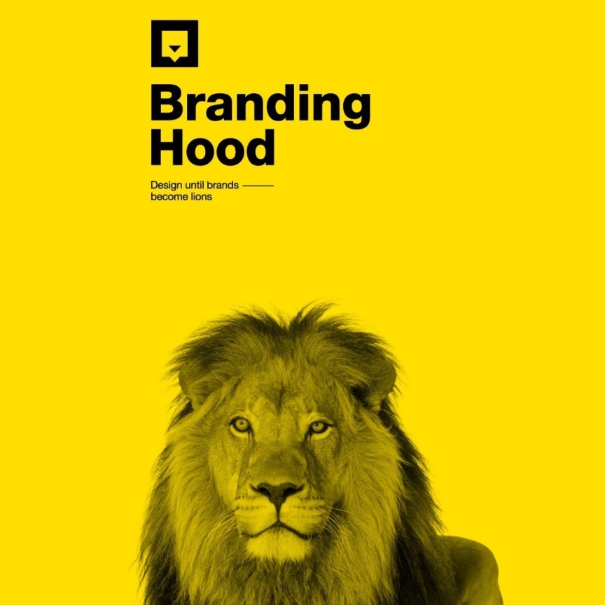 yellow logo design featuring black text and an image of a lion neon yellow business card with black text to represent yellow color meanings