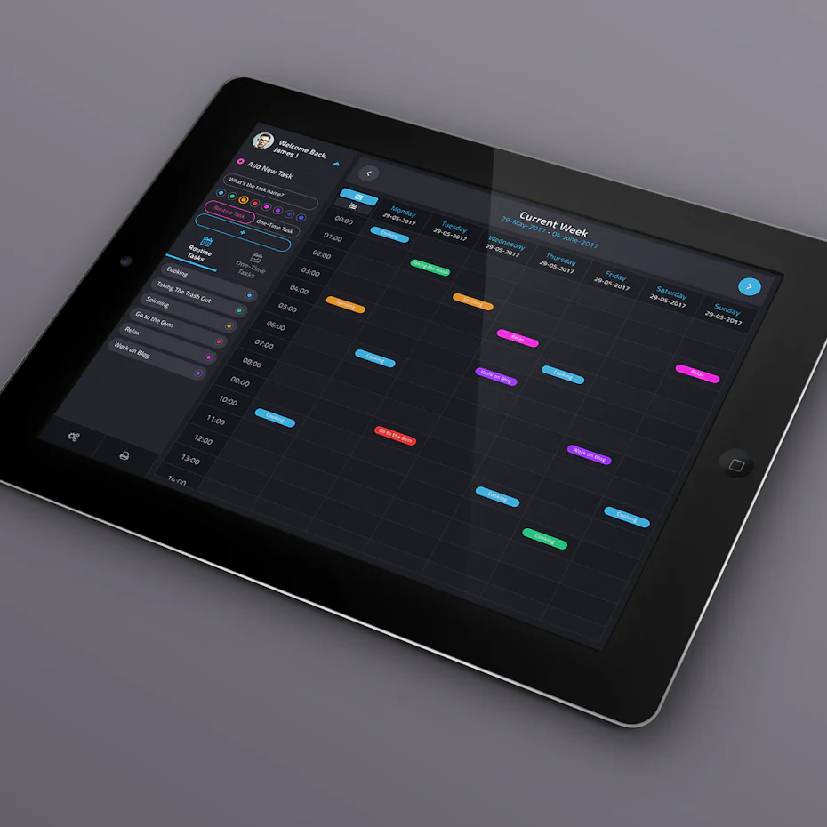 Dark mode app design