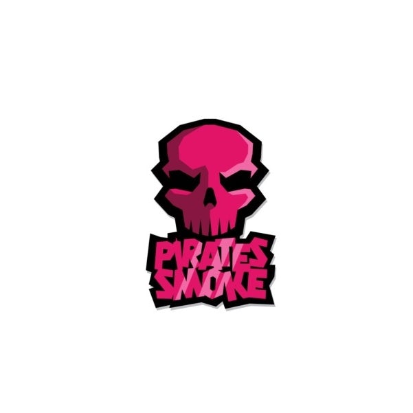 bold logo showing a black-outlined pink skull