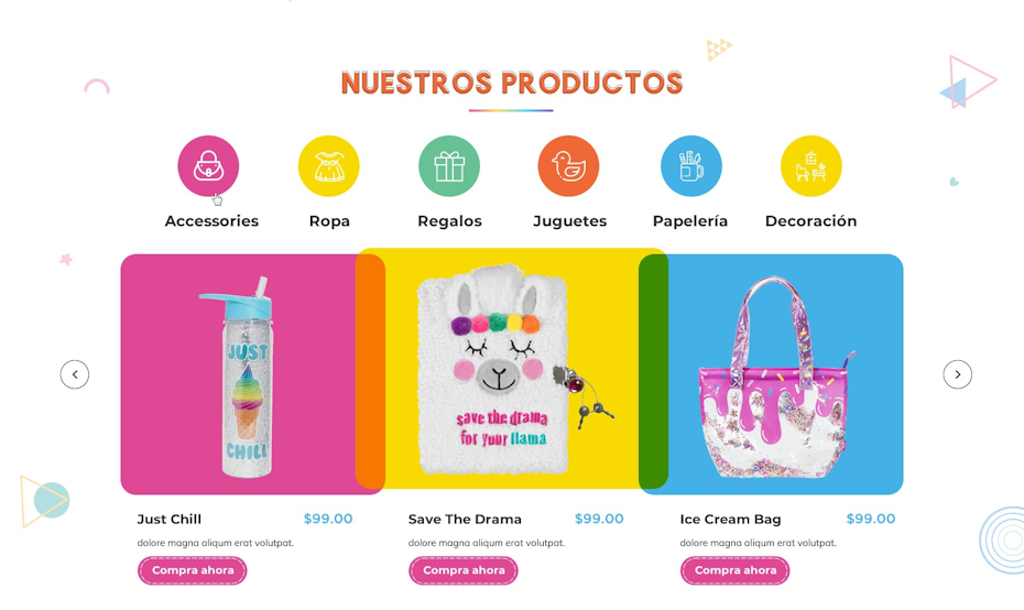Mockup showing new products of an ecommerce platform for tweens.