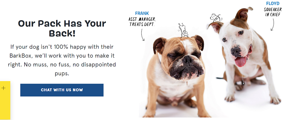 A bulldog and a pitbull grace the website of BarkBox