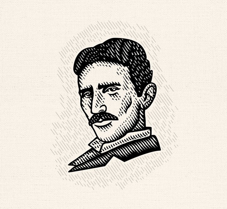 Illustration of Nikola Tesla portrait