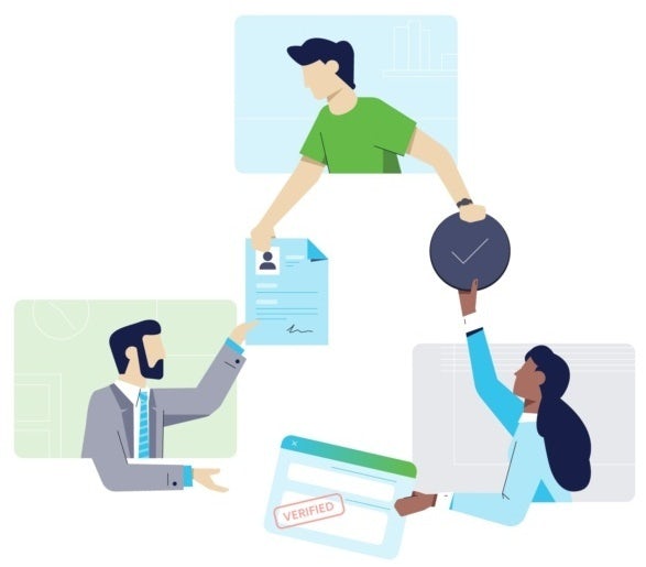 flat design illustration of people working together