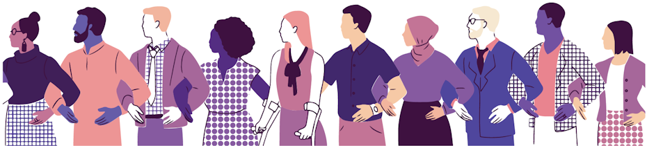 Inclusive illustration of a diverse group of people for a packaging design