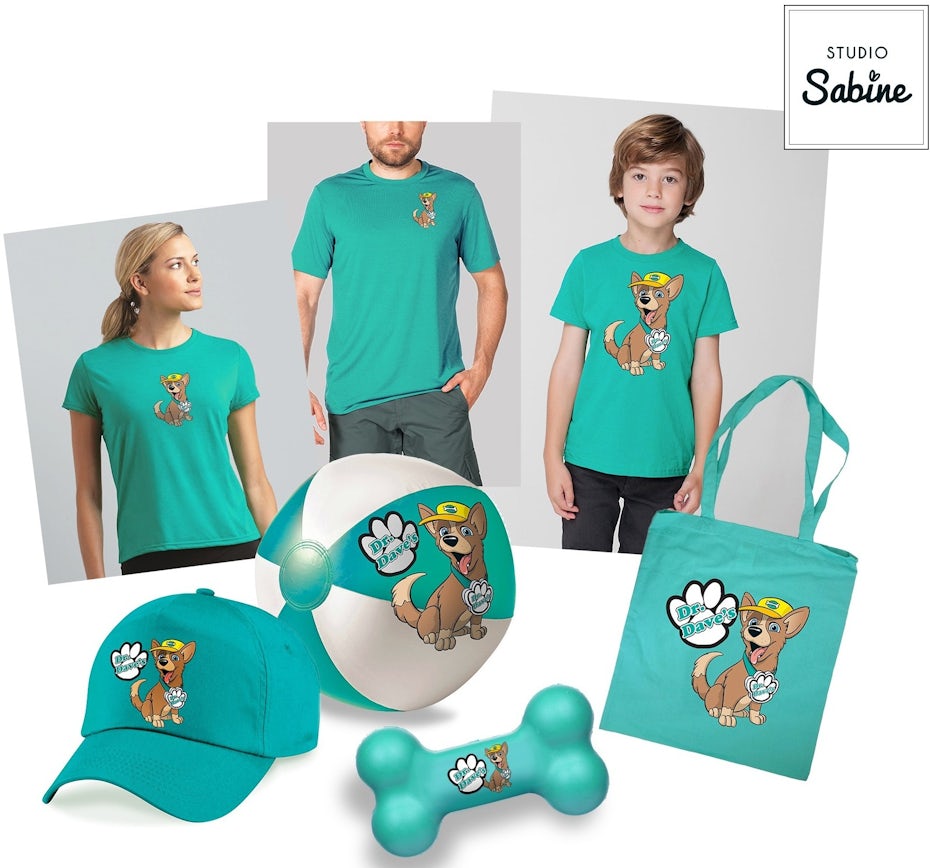 Branded merchandise for a pet food business