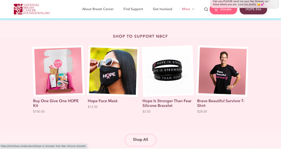 The National Breast Cancer Foundation’s shop 