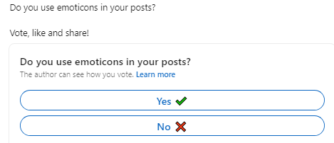 LinkedIn poll asking if the viewer uses emojis in posts