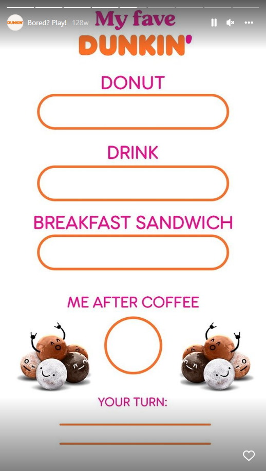 Dunkin’ ad asking viewers to repost with their personal choices