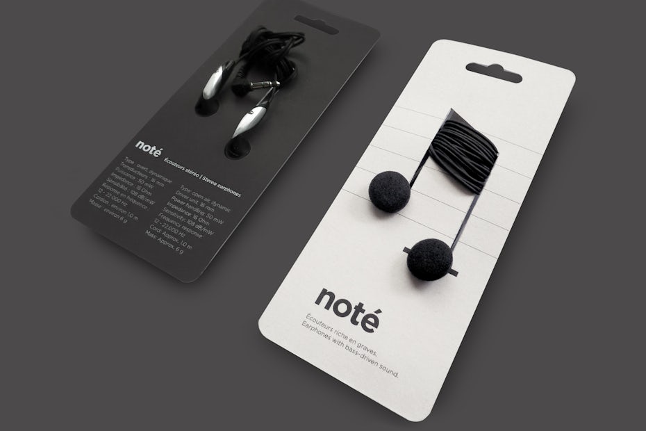 Packaging design hanging display for wired earbud headphones