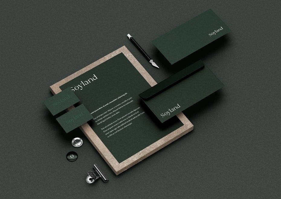 image of several stationary bits branded with Søyland’s dark green color