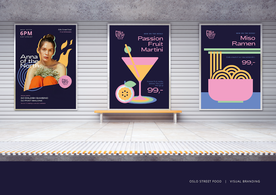 three poster designs for Olso Street Food