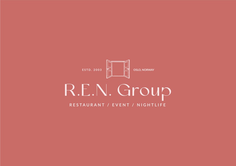 light red background with R.E.N. group logo