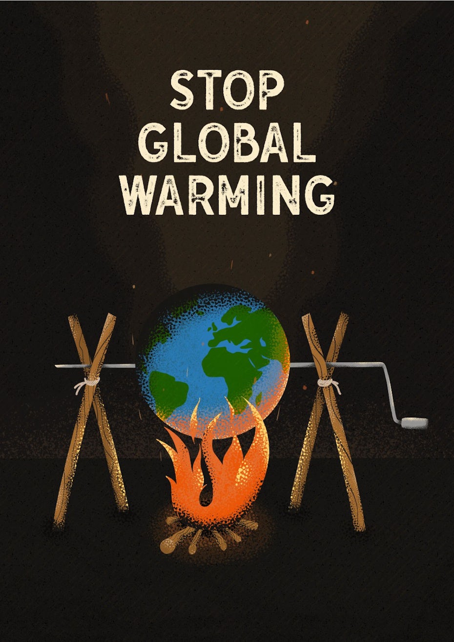 Graphic design poster protesting climate change