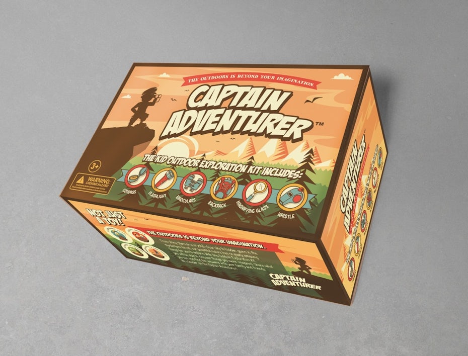 Camping kit illustrated packaging design