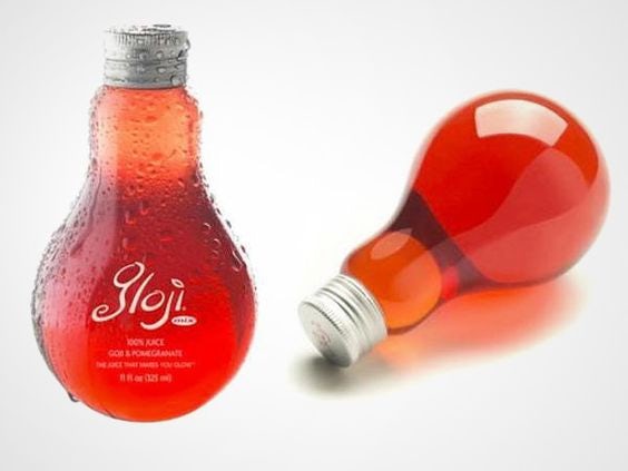 Photo of an energy drink in a bottle shaped like a lightbulb