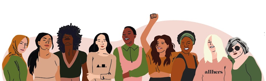 Illustration of a diverse group of women celebrating